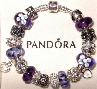   PANDORA BRACELET SILVER SET WITH BOX & BAG 7.9 WONDERFLY LILY