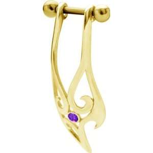   February)   SOLID 14K Yellow Gold TRIBAL Cartilage Earring   LEFT EAR