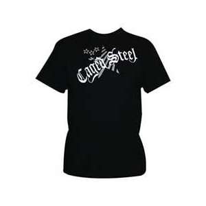  Caged Steel Star T Shirt   Black Small: Sports & Outdoors