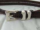 Leather Mesh Belt By Arden Leather, Brown, New