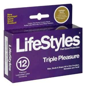   Condoms, Lubricated, Triple Pleasure, 12 Condoms Health & Personal