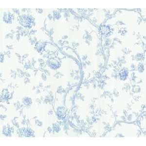   48345 Chrysanthemum Trail Wallpaper, White/Sky Blue