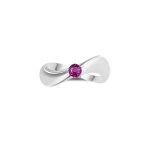   Cts Pink Sapphire Solitaire Wave Ring in 14K White Gold 4.5 Jewelry