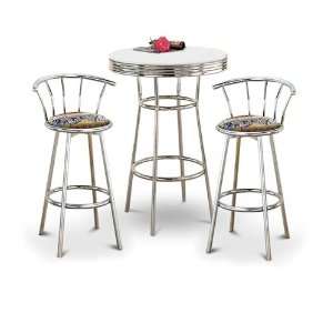   Bar Table & 2 Chrome 29 African Fabric Seat Barstools: Home & Kitchen