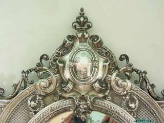 Magnificent Rare Antique Italian Silver Dressing Table Mirror Easel Ca 