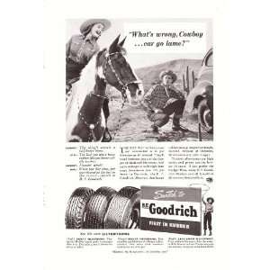 1941 Ad Tire Goodrich Cougar Whats Wrong Cowboy Car go Lame Original 