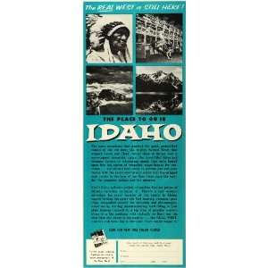 1962 Ad Idaho Chamber Commerce Rodeo Fishing Mountains Native American 