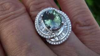 Estate 5.47 Carat Natural Green Tanzanite Diamond Vintage Ring 14k 