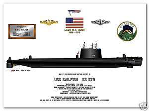 USS Sailfish SS 572, Sailfish Class Submarine Print  