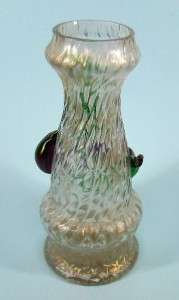 Wilhelm KRALIK Art Glass Vase c1900 Applied Plums Fruit  