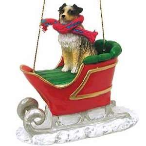  Brown Aussie (Docked) in a Sleigh Christmas Ornament: Home 
