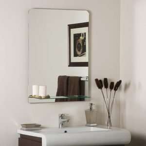   Rectangular Tile Frame Shelf Bathroom Frameless Mirror