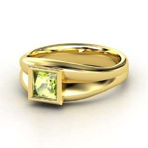  Akari Ring, Princess Peridot 14K Yellow Gold Ring Jewelry