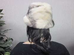 Womens Excellent Black Cross Mink Fur Hat 21  