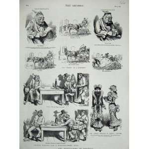   1882 Art Caricature Germany Horse Cart Cravat Costume
