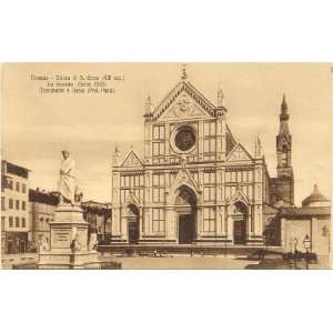  1940s Vintage Postcard Chiesa Santa Croce & Dante Monument 
