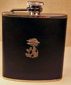 Flask 6 oz Black with Howling Wolf Box 7N  