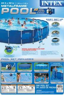 INTEX 24 x 52 Metal Frame Swimming Pool Set & Sand/Saltwater System 