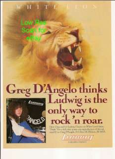 Greg DAngelo   Ludwig Drums   White LION Picture AD  