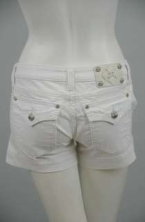 New Miss Me White Flap Pocket Rhinestone Shorts JS4481H2 26  