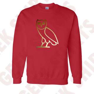   Octobers very own CREWNECK sweatshirt OVOxo GOLD owl sweater S 5X RED