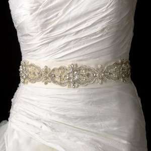   Modern Rhinestone Accented Wedding Sash Bridal Belt 