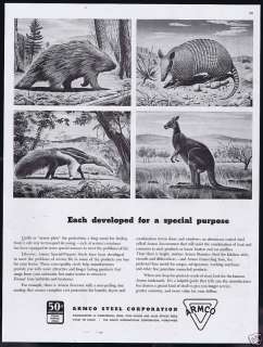 1950 Armco Steel Corporation Quills Armor Animals Ad  