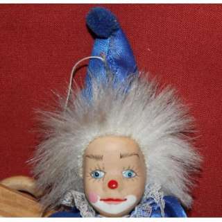 Vintage European Handcrafted Bisque/Clothl Clown Doll  