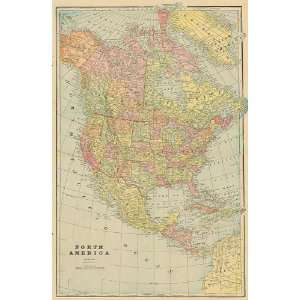  Cram 1892 Antique Map of North America: Office Products
