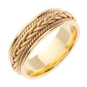 NEW!!! MENS 14KT YELLOW GOLD BRAIDED WEDDING BAND 252  