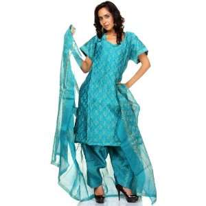    Printed Chanderi Salwar Kameez Suit   Cotton Silk: Everything Else