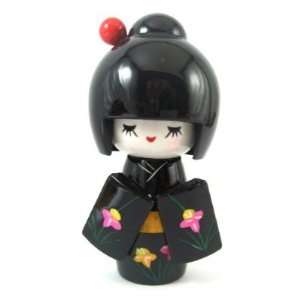   Oriental Japanese Kimono Geisha Kokeshi Doll  Black