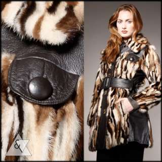 VINTAGE MINK COAT Vtg 60s 70s Fur Leather Patchwork Fox Sable Fitch 