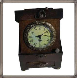 vintage ,antique box style deco wood desk clock Atype  