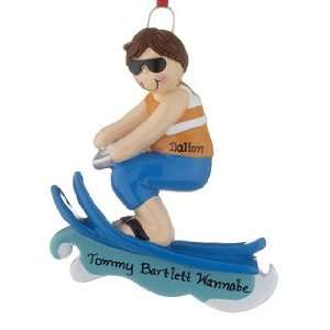  Personalized Waterskier Boy Christmas Ornament: Home 
