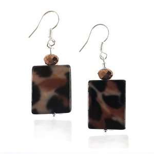  Chuvora Mother of Pearl Tiger Print Square Dangle Hook 