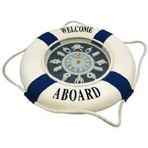  Nautical Knot Welcome Aboard Life Ring Wall Clock