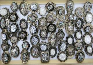   Selling 25Pcs Mix Antique Bronze Natural Abalone Shell Rings  