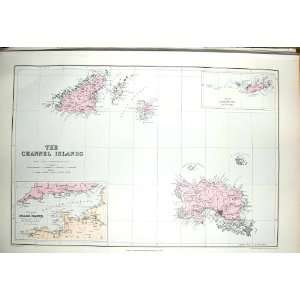  STANFORD MAP 1904 CHANNEL ISLANDS JERSEY GUERNSEY