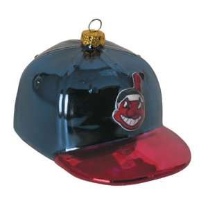   Indians MLB Glass Baseball Cap Ornament (4) 