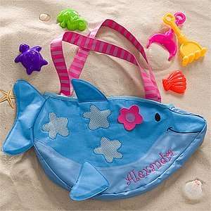   Personalized Dolphin Beach Tote Bag with Beach Toy Set: Toys & Games