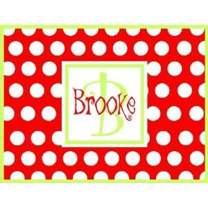   Personalized Note Cards   Red & Lime Mini Dots
