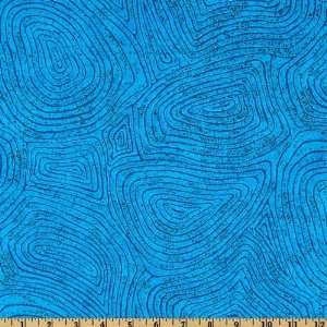  44 Wide Outback Warps Blue Fabric By The Yard: Arts 