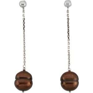   00   11.00 mm Freshwater Dyed Chocolate Cultured Circle Pearl Earrings