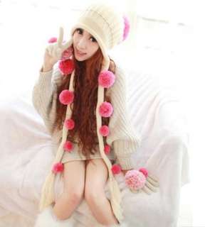 New Women Girls Knit Crochet Winter Warm Beanie Sweet Earmuffs HAT CAP 