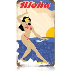 : Aloha Surfer Sports and Recreation Vintage Metal Sign   Garage Art 