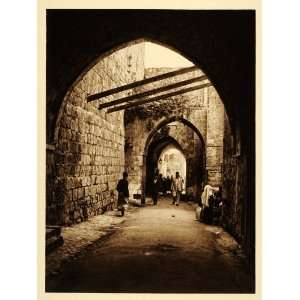 1925 Street Arch Jerusalem Israel People Photogravure 