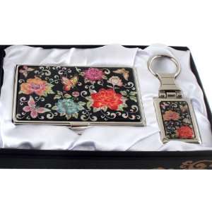  of Pearl Red Peony Flower Design Keychain Key Ring Holder Business 