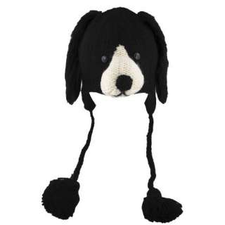  DeLux Floppy Black Dog Face Wool Pilot Animal Cap/Hat with 