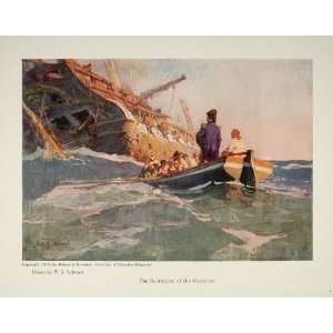 1921 Print HMS Guerriere Ship Surrender W. J. Aylward   Original Print